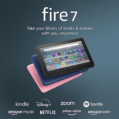 Amazon Fire 7 tablet (newest model) 7” display, read and watch, under $60 with 10-hour battery life, 16 GB, Denim