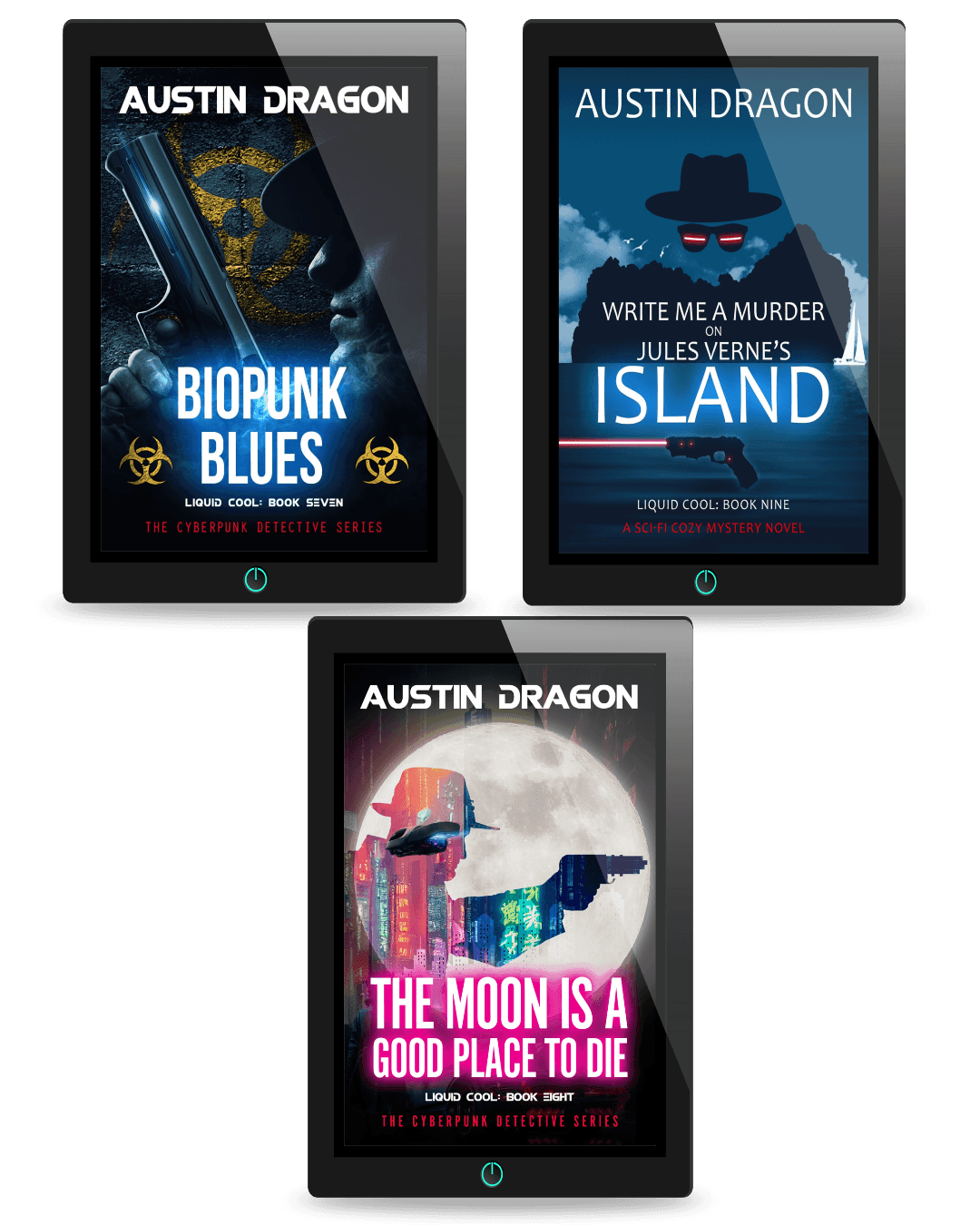 Liquid Cool Series Box Set 3: Biopunk Blues, The Moon is a Good Place to Die, Write Me a Murder on Jules Verne's Island (Ebooks)