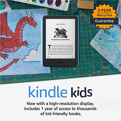Kindle Kids (2022 release) – If it breaks, we will replace it, includes ad-free books, cover and adjustable light - Space Whale